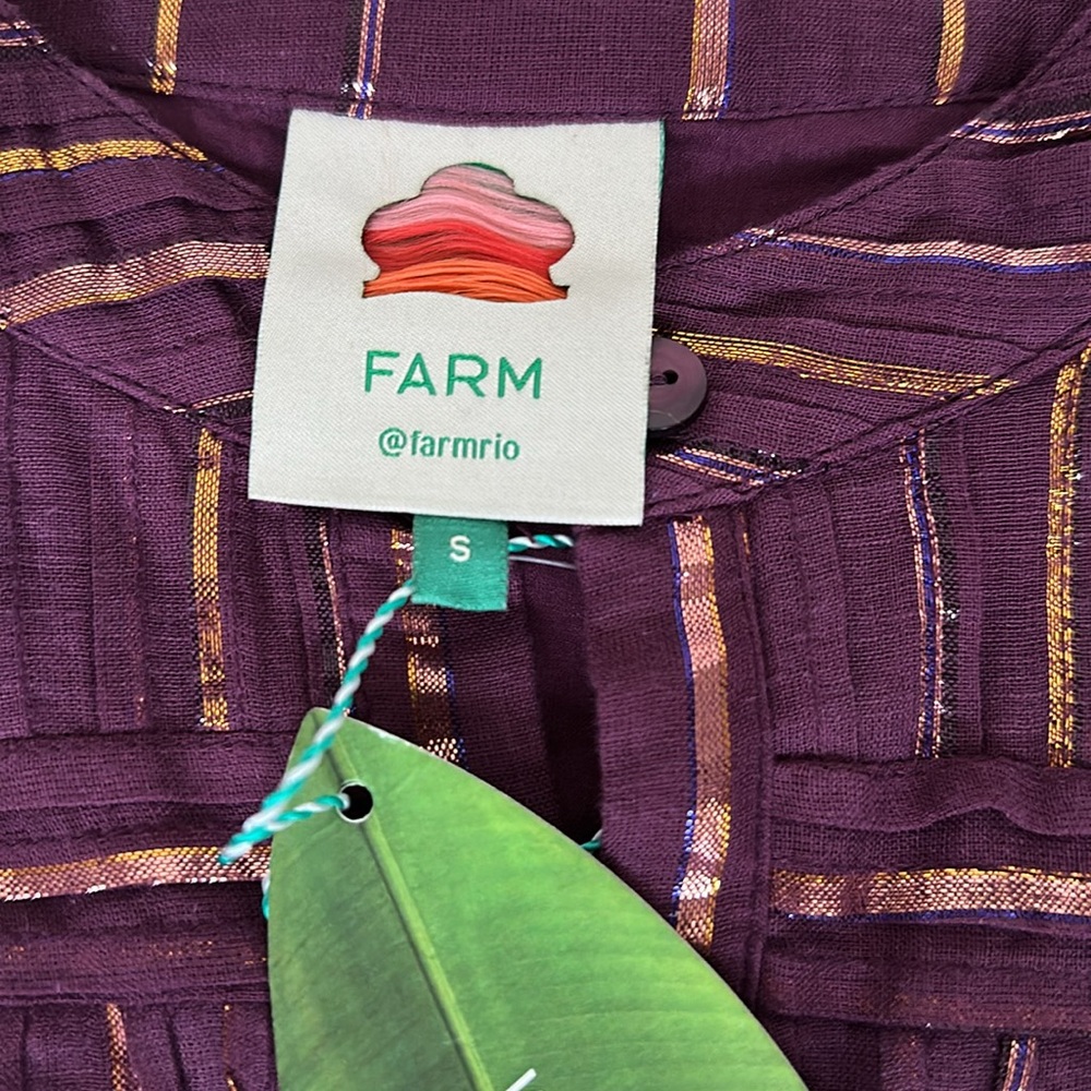 NWT FARM Rio Purple Button-Up Top - Picture 2 of 5